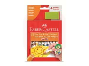 Lápis de Cor Triangular Jumbo 12 cores + Apontador - Faber-Castell